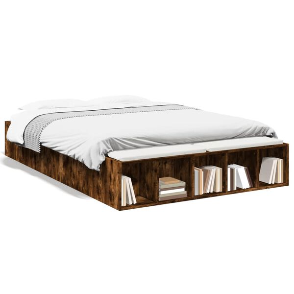 vidaXL Bed Frame without Mattress Smoked Oak 140x190 cm