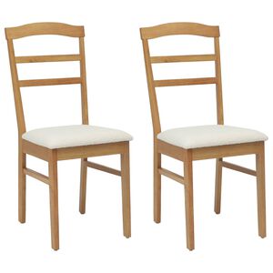 vidaXL Dining Chair 2 pcs Natural and Light Solid Rubber Wood