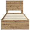 vidaXL Bed Frame with Drawer Artisan Oak 100 x 200 cm Engineered Wood