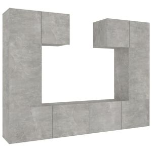 vidaXL 6 Piece TV Cabinet Set Concrete Grey Engineered Wood