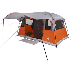 vidaXL Tunnel Tent 10-Person Grey and Orange Polyester and Steel