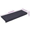 vidaXL Stair Mats 15 pcs 65x21x4 cm Dark Grey and Blue Rectangular Edge