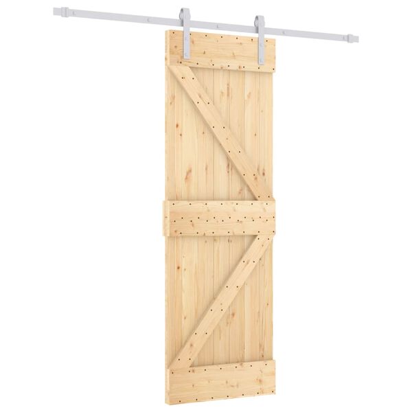 vidaXL Sliding Door with Hardware Set 70x210 cm Solid Wood Pine