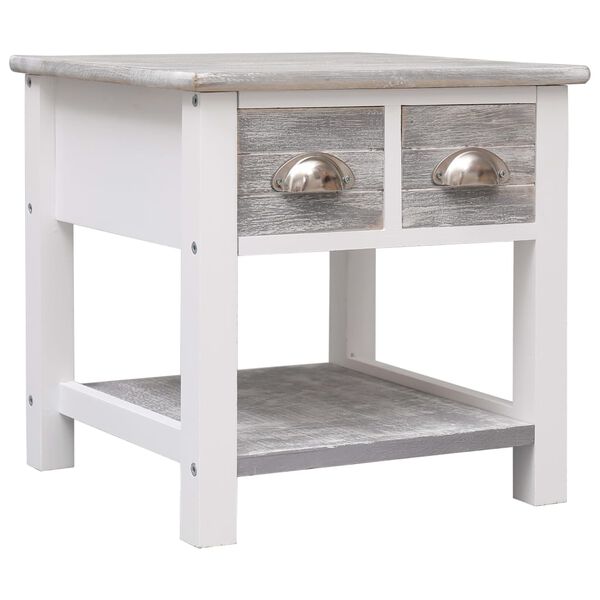 vidaXL Side Table Grey 40x40x40 cm Paulownia Wood