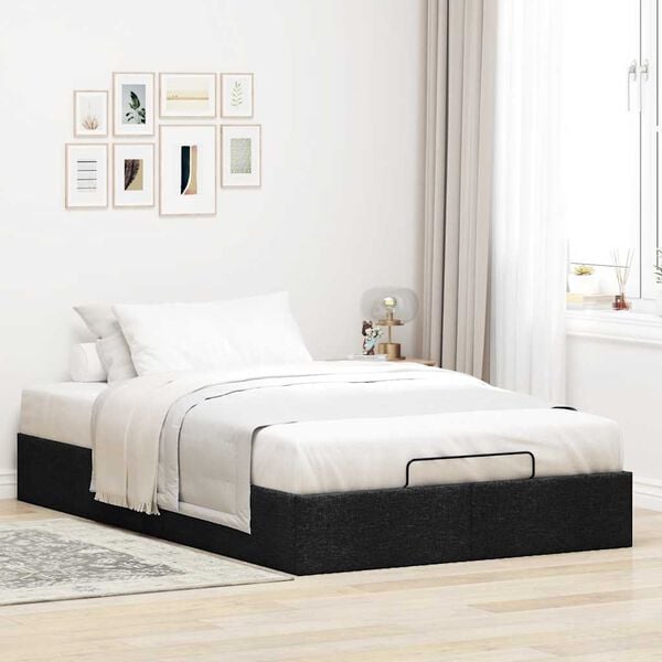 vidaXL Ottoman Bed Frame without Mattress Black Double Fabric
