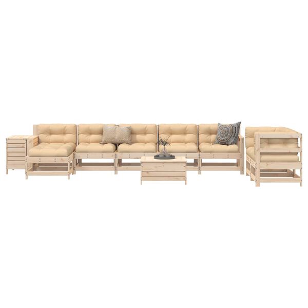 vidaXL 10 Piece Garden Sofa Set Solid Wood Pine