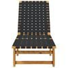 vidaXL Sun Lounger Black Solid Wood Acacia and Fabric