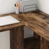 vidaXL Desk with Shelf Smoked Oak 142 x 102 x 73 cm Engineered Wood