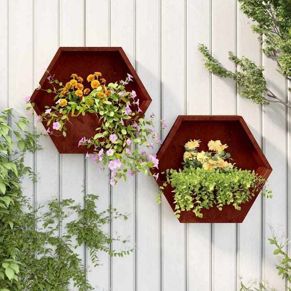 vidaXL Wall Planters 2 pcs Rusty Corten Steel 46x10x40 cm