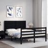vidaXL Bed Frame without Mattress Black Double Solid Wood