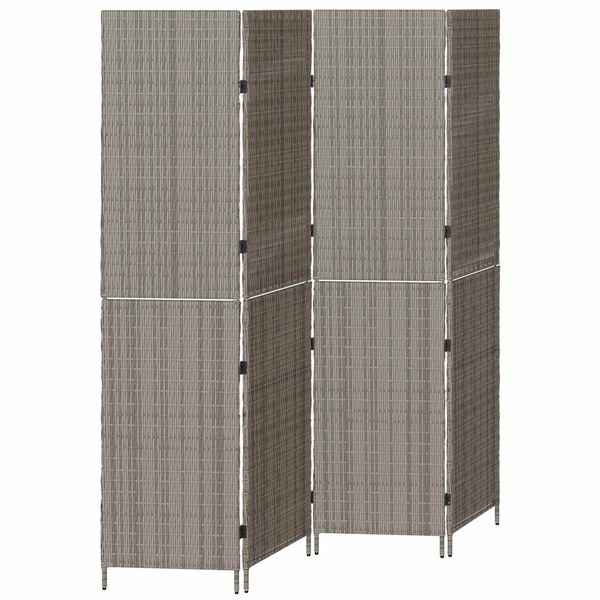 vidaXL Room Divider Folding Manual Grey 195 x 180 cm Poly Rattan