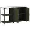 vidaXL Kitchen Storage Set with Shelf 2 pcs Olive Green Steel
