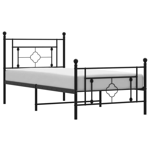 vidaXL Metal Bed Frame without Mattress with Footboard Black 100x190cm