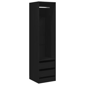 vidaXL Wardrobe with Drawers Black 50x50x200 cm Engineered Wood
