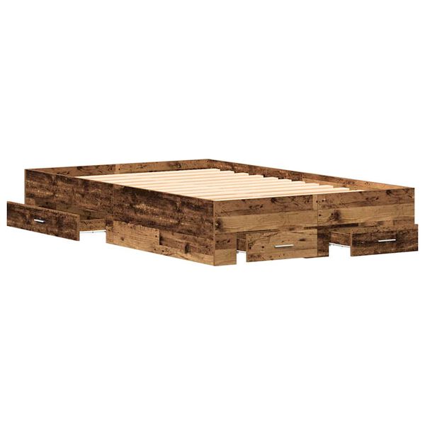 vidaXL Bed Frame with Drawer Old Wood 120 x 200 cm Engineered Wood