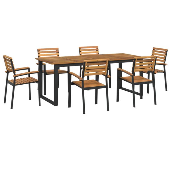 vidaXL 7 Piece Garden Dining Set Solid Wood Acacia and Metal
