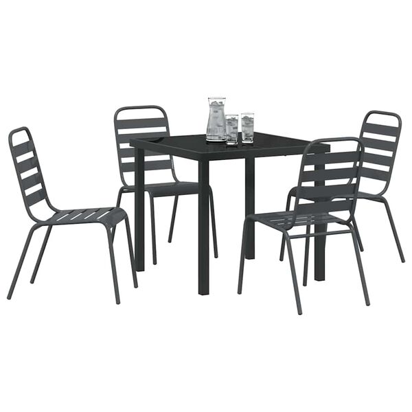vidaXL Garden Dining Set 5 pcs Anthracite Powder-Coated Steel