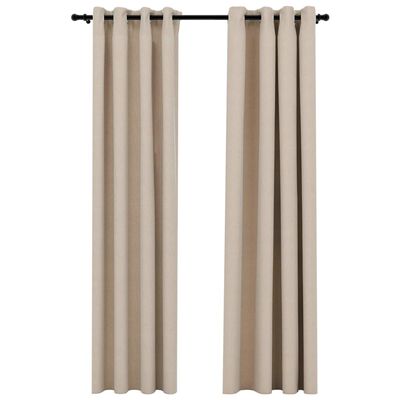 vidaXL Linen-Look Blackout Curtains with Grommets 2pcs Beige 140x245cm