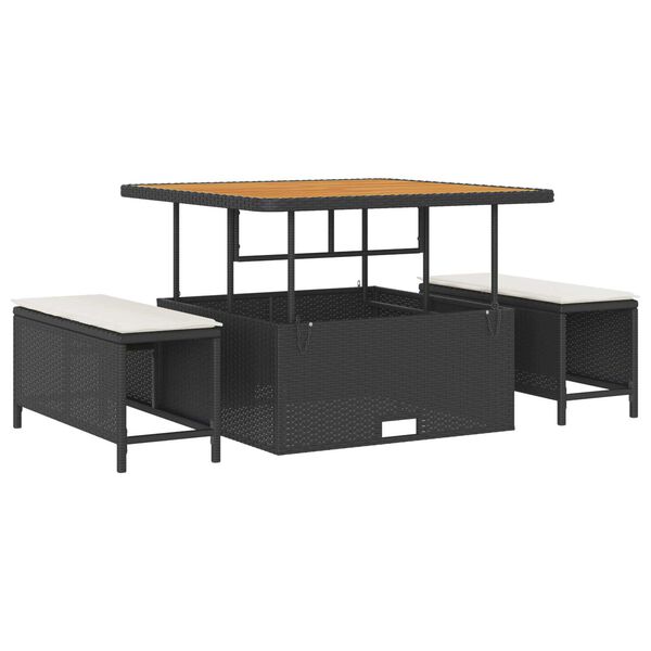 vidaXL Garden Dining Set Black Poly Rattan