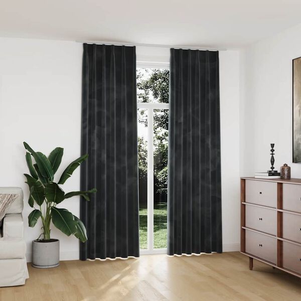 vidaXL Blackout Curtains 2 pcs with Hooks Velvet Anthracite 140x245 cm