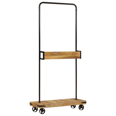 vidaXL Clothes Rack with Wheels 90x35x190 cm Solid Wood Mango and Iron