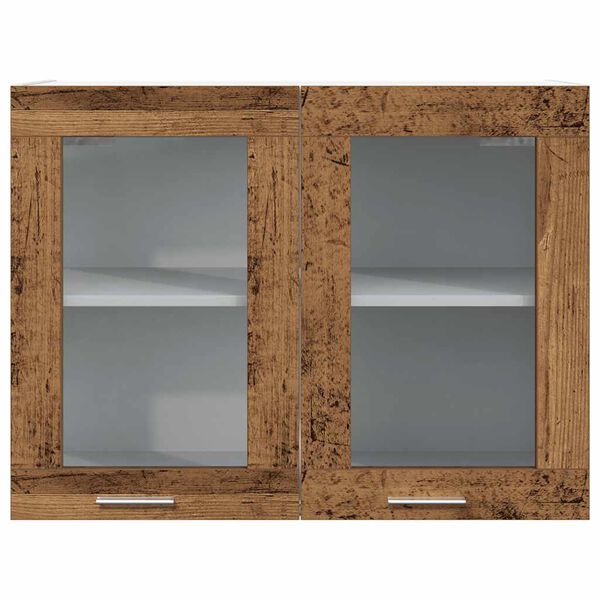vidaXL Hanging Glass Cabinet Lyon Old Wood 80x31x60 cm Engineered Wood