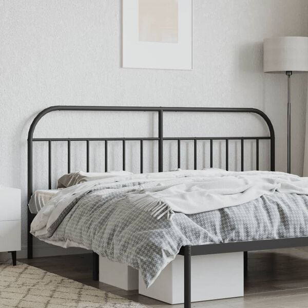 vidaXL Metal Headboard Black 200 cm