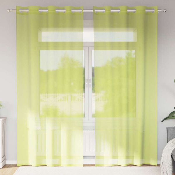 vidaXL Voile Curtains with Grommets 2 pcs Apple Green 140x245 cm