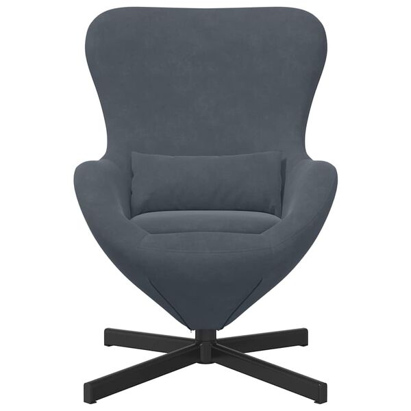 vidaXL Egg Chair Dark Grey 63 x 73 x 90 cm Velvet