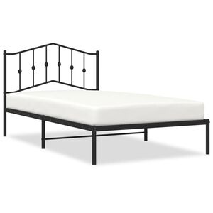 vidaXL Metal Bed Frame without Mattress with Headboard Black 107x203cm