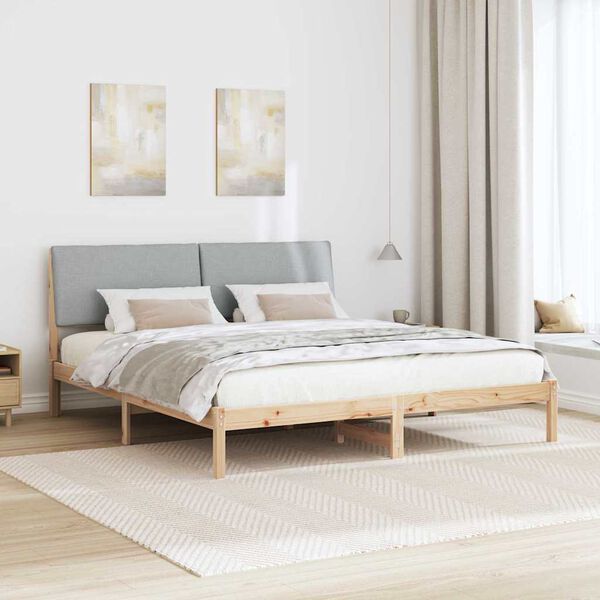 vidaXL Bed frame Brown and light grey 180 x 200 cm Solid pine wood