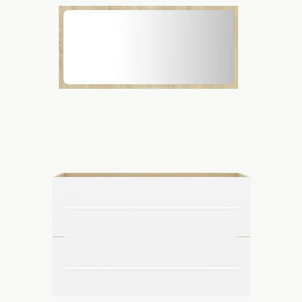 vidaXL 2 Piece Bathroom Furniture Set White and Sonoma Oak Engineered Wood