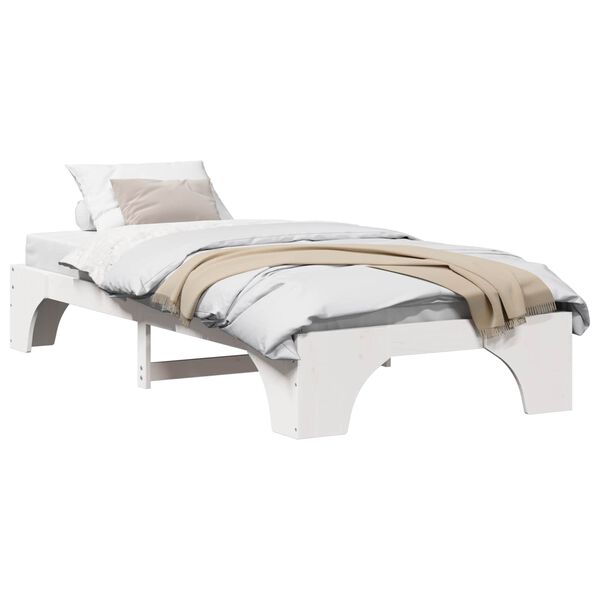 vidaXL Bed Frame White 75 x 190 cm Solid Pine Wood