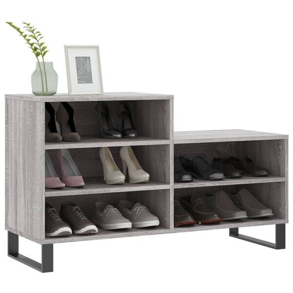 vidaXL Shoe Cabinet Grey Sonoma 102x36x60 cm Engineered Wood