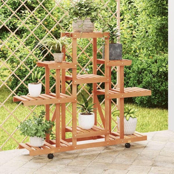 vidaXL Flower Stand with Wheels 110x25x101 cm Solid Wood Fir
