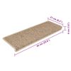 vidaXL Stair Mats Self-adhesive Sisal-Look 15 pcs 65x21x4 cm Sand