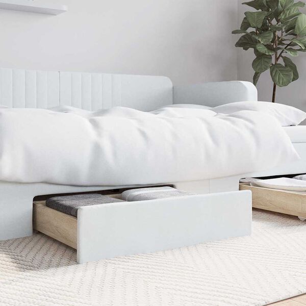 vidaXL Bed Drawers 2 pcs White Engineered Wood and Faux Leather
