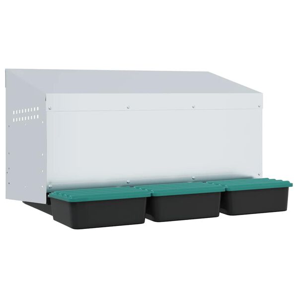vidaXL Chicken Nesting Box 3 Compartments Wall-Mounted Galvanised Steel