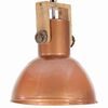 vidaXL Industrial Hanging Lamp 25 W Copper Round Mango Wood 42 cm E27