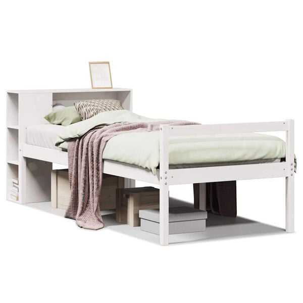 vidaXL Bookcase Bed without Mattress White 90x200 cm Solid Wood Pine