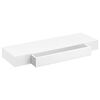 White MDF Floating Wall Display Shelf 1 Drawer Book/DVD Storage