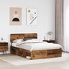 vidaXL Bed Frame with Headboard Old Wood 140 x 200 cm Solid Pine Wood