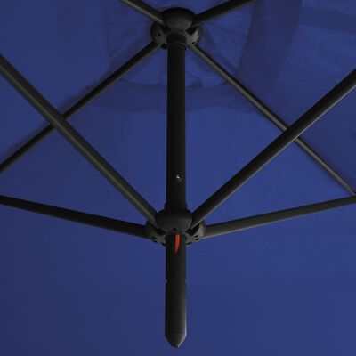 vidaXL Double Parasol with Steel Pole Azure Blue 600x300 cm