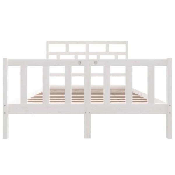 vidaXL Bed Frame without Mattress White Solid Wood 120x200 cm (810078+814185)