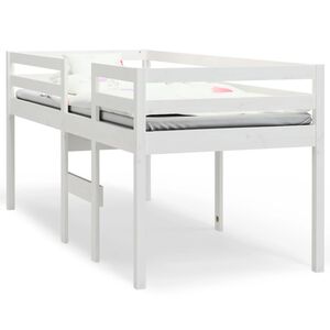 vidaXL High Sleeper Bed without Mattress White 90x190 cm Single Solid Wood Pine