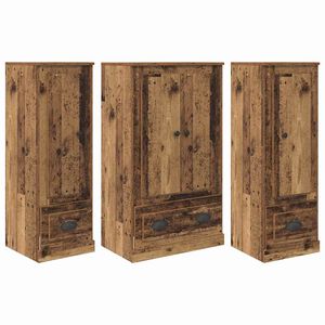 vidaXL Highboard with Drawer 3 pcs Old Wood Engineered Wood