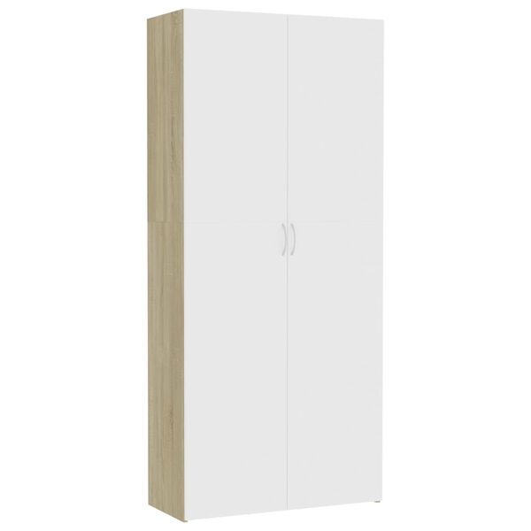 vidaXL Storage Cabinet White and Sonoma Oak 80x35.5x180 cm Engineered Wood