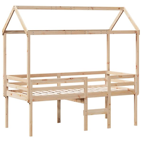 vidaXL High Sleeper Bed without Mattress 90x190 cm Single Solid Wood Pine