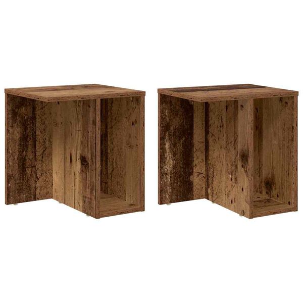 vidaXL End Table 2 pcs Old Wood 37 x 32 x 40 cm Engineered Wood