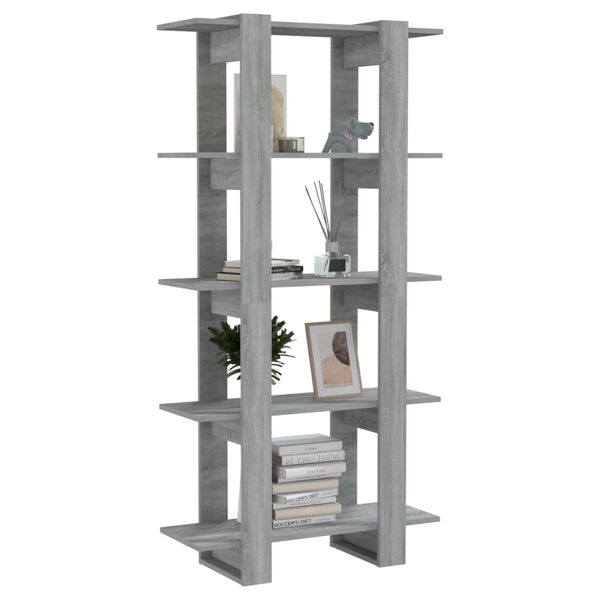 vidaXL Book Cabinet/Room Divider Grey Sonoma 80x30x160 cm Engineered Wood